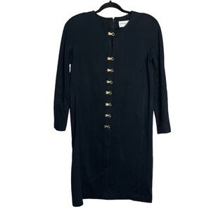 Adrienne Vittadini Vintage Sweater Dress Dark Navy Gold Hooks, size S